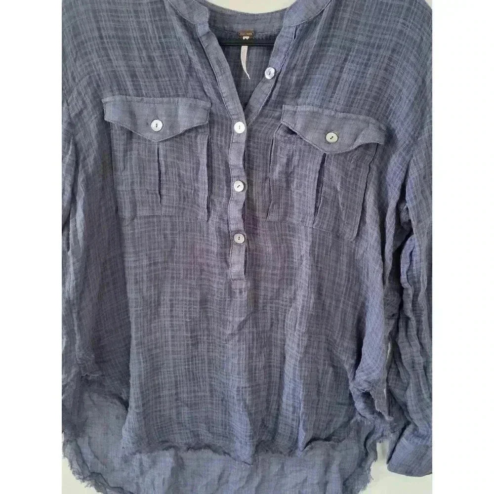 Free People Blue Plaid Tunic Top‎